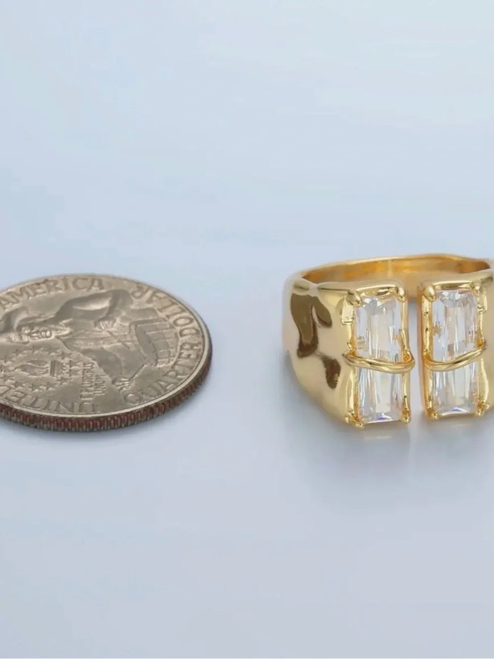 24K Gold Filled Double Baguette Signet Ring (3311)